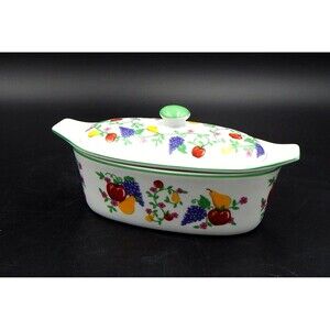 Cook Street Butter Boat 3-Piece Porcelain Ceramic Serving Dish Set Fruit Print